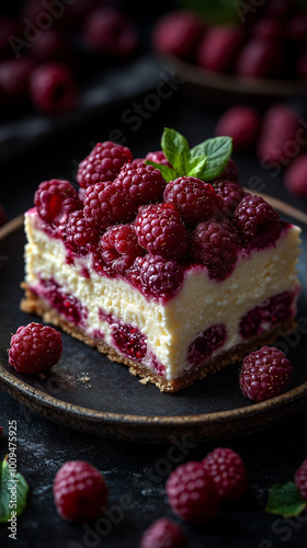 raspberry cheesecake on a plate