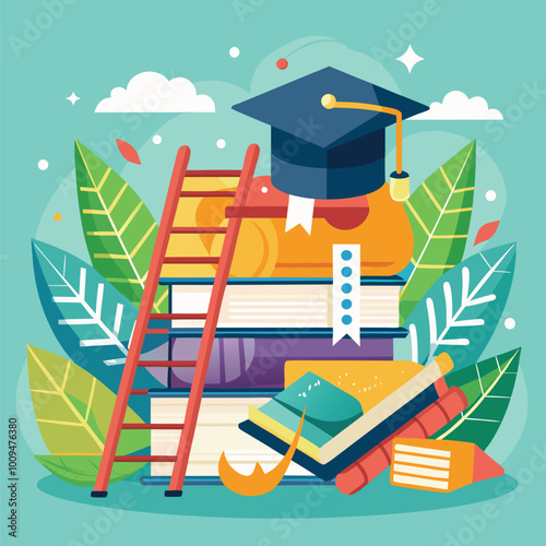 graduation cap books computer flask pencil back to shool education icon set.