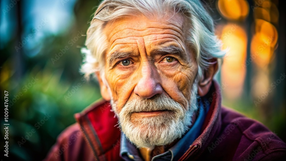 Skeptical Senior Looking Thoughtfully at the Camera with a Pensive Expression in Natural Light Skeptical Senior Looking Thoughtfully at the Camera with a Pensive Expression in Natural Light
