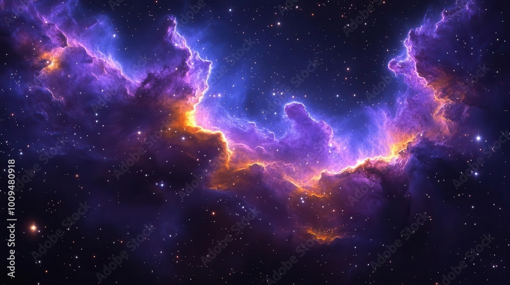 vibrant cosmic nebula with swirling clouds of deep purples and blues twinkling stars scattered across the dark expansive background of deep space vibrant cosmic nebula with swirling clouds of deep purples and blues twinkling stars scattered across the dark expansive background of deep space