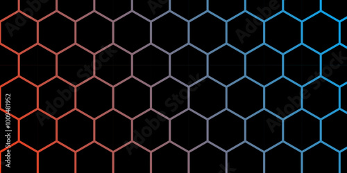 Multicolored Blurred Gradient Background. Hipster Pattern with Polygonal Elements. Technological pattern of six-accounts in shades of blue. Violet honeycomb mosaic. Seamless vector illustration.