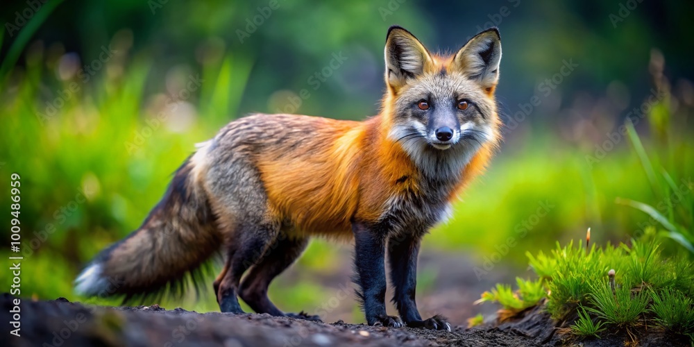Striking Black Footed Fox in Natural Habitat Showcasing Unique Coloration and Playful Behavior Striking Black Footed Fox in Natural Habitat Showcasing Unique Coloration and Playful Behavior