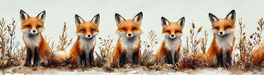 Fototapeta premium Watercolor Fox Illustration - Cute Animal Art Print