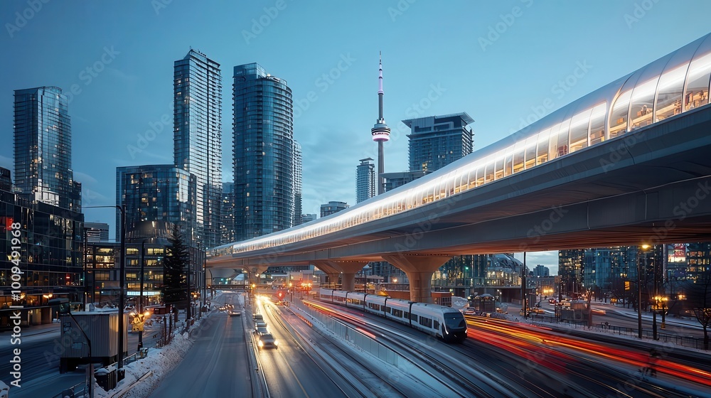 partly under the elevated Gardiner Expressway and condominiums at 18 Yonge Street looking westward to Scotiabank Arena in downtown Toronto, Canada partly under the elevated Gardiner Expressway and condominiums at 18 Yonge Street looking westward to Scotiabank Arena in downtown Toronto, Canada