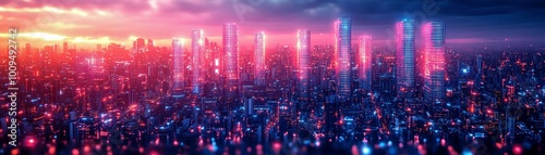 Neon Cityscape: A Futuristic Urban Landscape