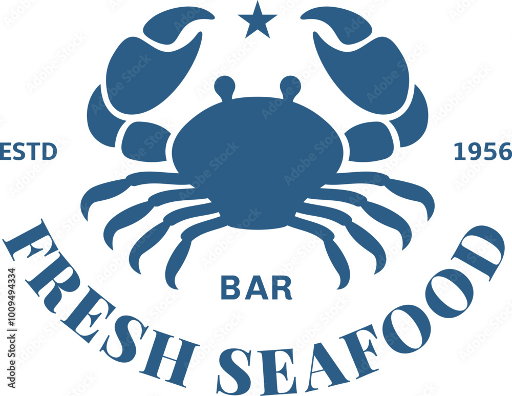 Seafood restaurant logo. Ocean fauna fresh food label