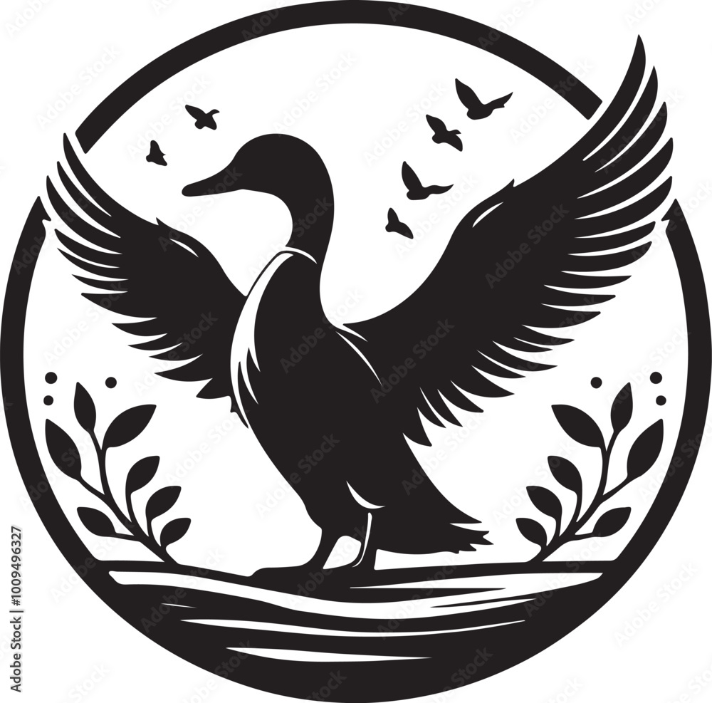 Fototapeta premium Duck Silhouette Art: Explore Elegant and Minimalist Illustrations