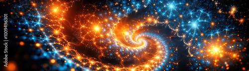 Cosmic Spiral: Orange and Blue Nebula Wallpaper