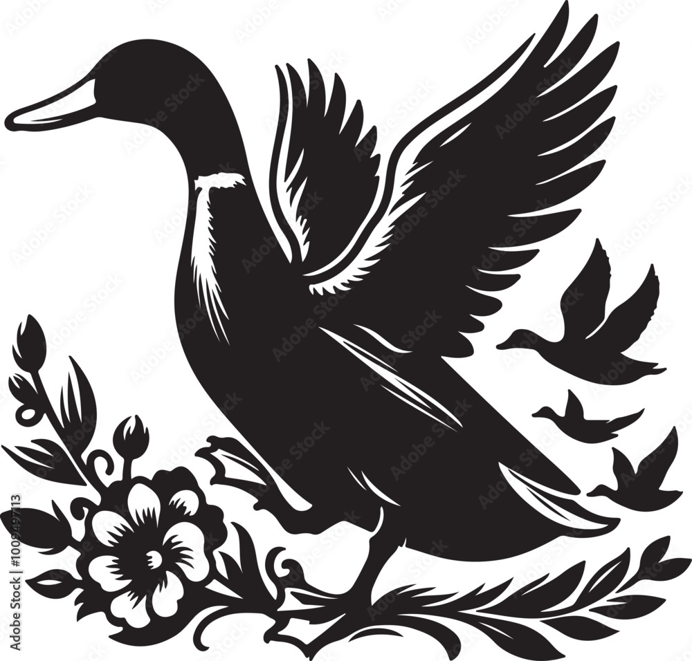 Fototapeta premium Stunning Duck Silhouette Art Illustrations for Creative Designs