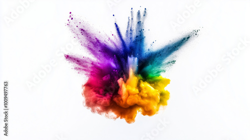 colorful ink splashes on white