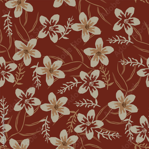 textile design with beautiful flowers pattern image