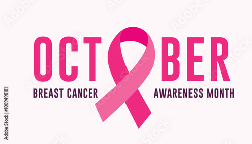 Pink ribbon, breast cancer awareness month in october banner design template. vector illustration