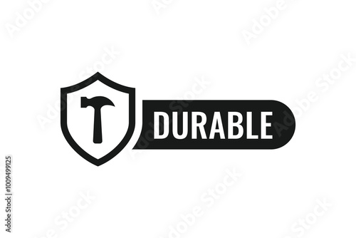 Durable label vector icon. Durable sign symbol. Metal durable unbreakable icon. Best durability label for products, websites, and packaging design elements.
