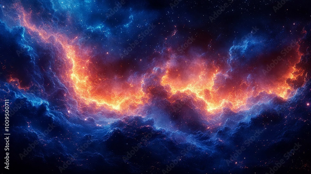 Obraz premium Cosmic Fire and Ice: A Stunning Nebula Wallpaper