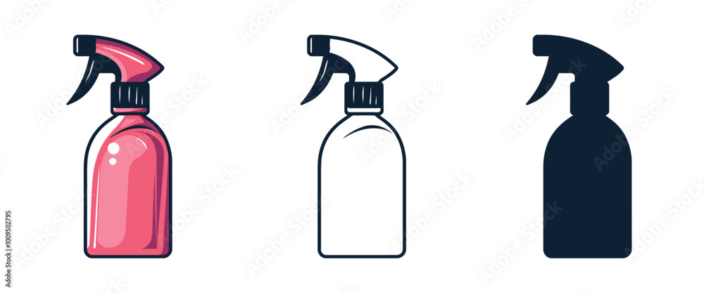 Spray Bottle vector illustration, outline, silhouette, icon type on white background