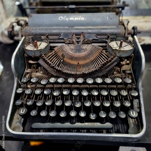 vintage typewriter with paper