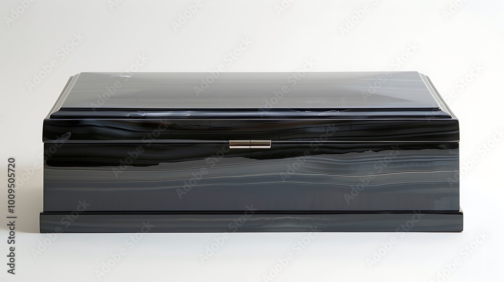 A high-gloss lacquered box with elegant hinges A high-gloss lacquered box with elegant hinges