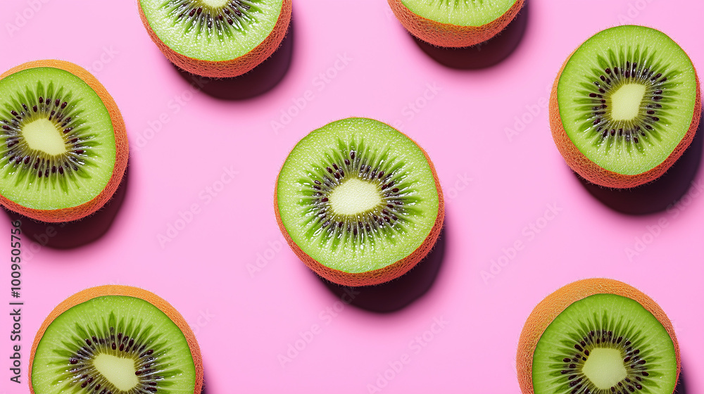 Fototapeta premium kiwi an a pink background