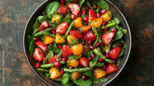 Vibrant Summer Harvest: A Rainbow Salad Bowl of Fresh Berries and Garden Greens