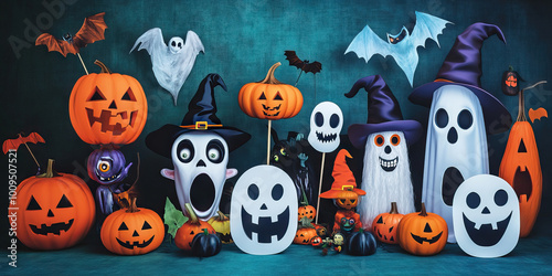 Frightfully Fun Faces: A photo booth with Halloween props and accessories, where friends and family can take fun and creative photos together photo