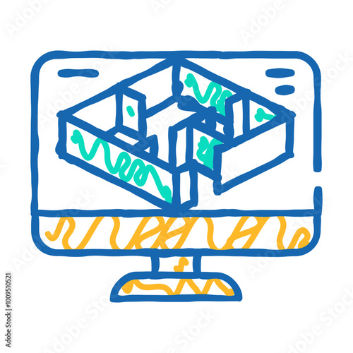 3d modeling architectural drafter doodle icon sketch vector. 3d modeling architectural drafter sign. isolated symbol illustration