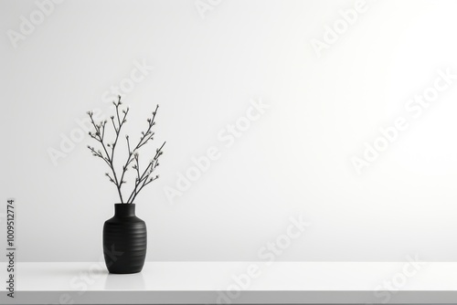 Black table top flower plant white. photo