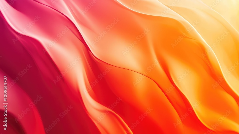 Abstract wave pattern with vibrant shades of red, orange, and yellow, creating a dynamic flow and a warm, inviting atmosphere.