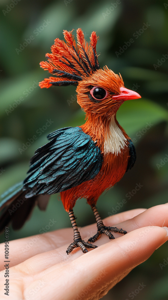 Fototapeta premium hand holding a peacock