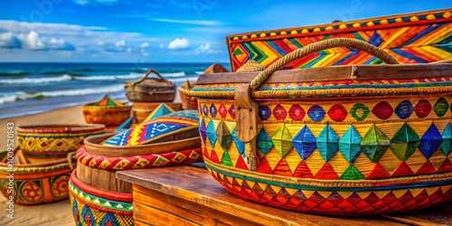 Traditional wooden parihuela used for carrying goods on the beach in coastal South America