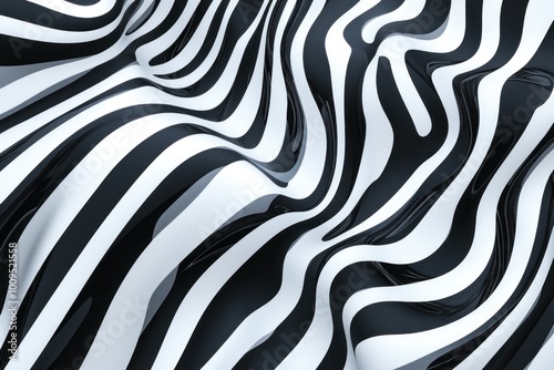 Abstract Black and White Wavy Pattern Design