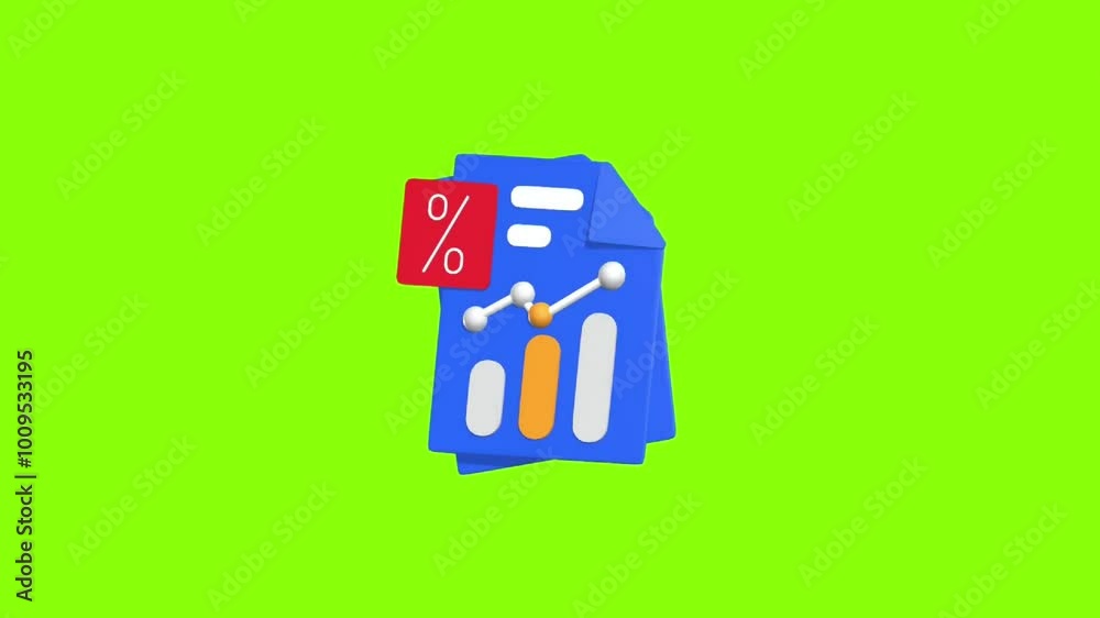 Sales report 3D animated icon on green screen, perfect for business analytics and performance visuals Sales report 3D animated icon on green screen, perfect for business analytics and performance visuals