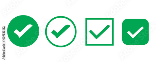 Check Mark Icon set vector white background.