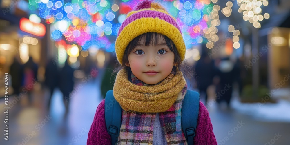 a little girl wearing a yellow hat and scarf a little girl wearing a yellow hat and scarf