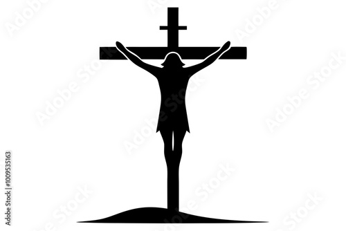 Good friday crucifixion Easter religious | vector silhouette illustration on white background