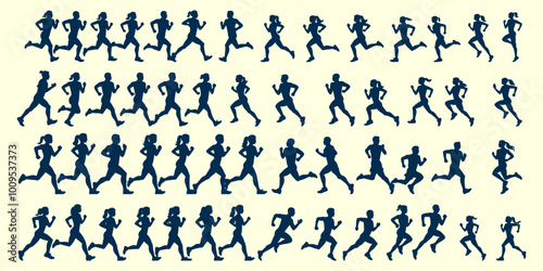 Jogging Running or Walking Silhouettes