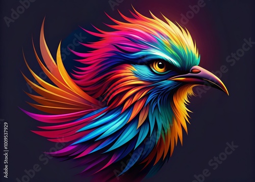 Vector illustration of a fierce bird logo with dynamic design elements and bold colors for branding