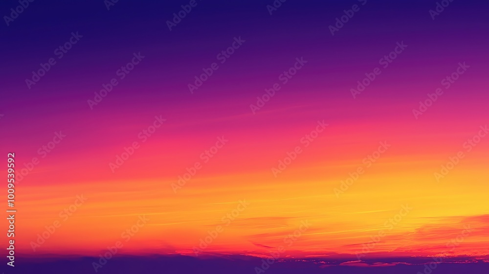 Stunning sunset with vibrant colors blending from purple to orange, creating a mesmerizing sky view. Perfect for nature lovers.