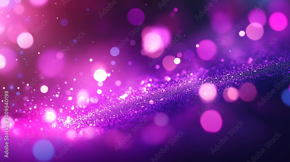 Vibrant pink and purple bokeh glitter illuminating soft shimmering background Vibrant pink and purple bokeh glitter illuminating soft shimmering background