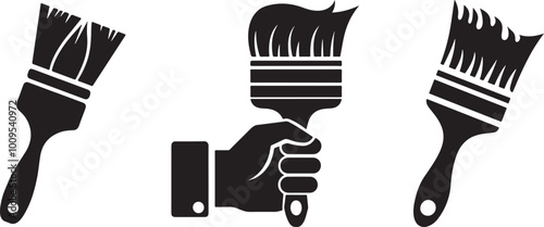 Wide Paintbrush Vector icon Set