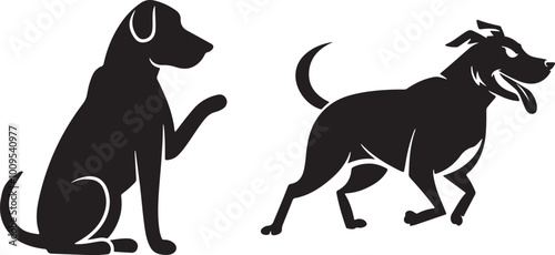 Dog silhouette vector art illustration