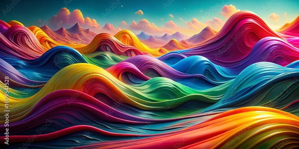 Obraz premium Vibrant Abstract Background with Fluid Shapes and Colorful Waves for Creative Design Projects
