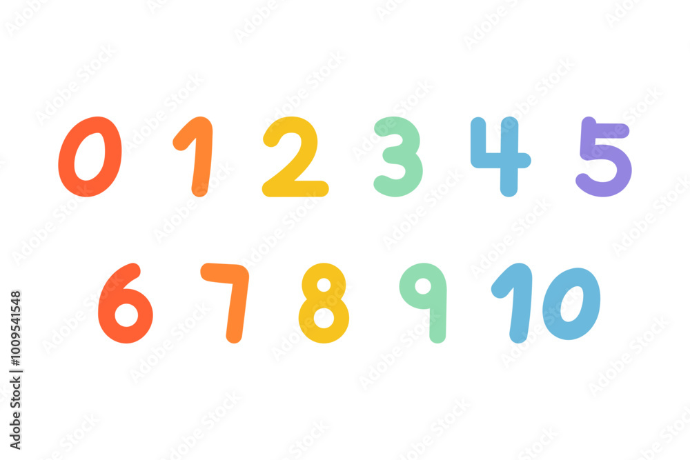 Hand drawn cute colorful number 0-10 collection. Education, learning, celebration, preschool, mathematics concepts. Flat decorative vector design isolated illustration. Hand drawn cute colorful number 0-10 collection. Education, learning, celebration, preschool, mathematics concepts. Flat decorative vector design isolated illustration.