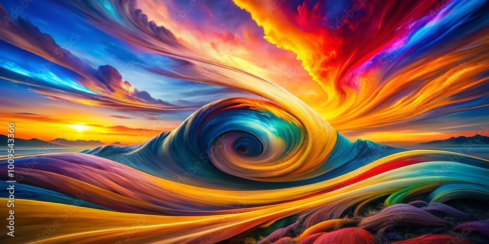 Vibrant abstract playback with swirling colors and dynamic shapes creating a mesmerizing visual experience