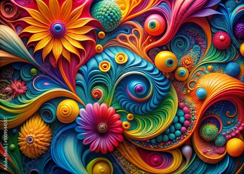 Vibrant and Colorful Abstract Art with Dynamic Shapes and Patterns for Modern Design Projects