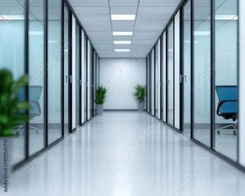 Sleek bank office with glass walls, ergonomic seating, and minimalist workstations, Modern minimalism, bright lighting, sharp focus