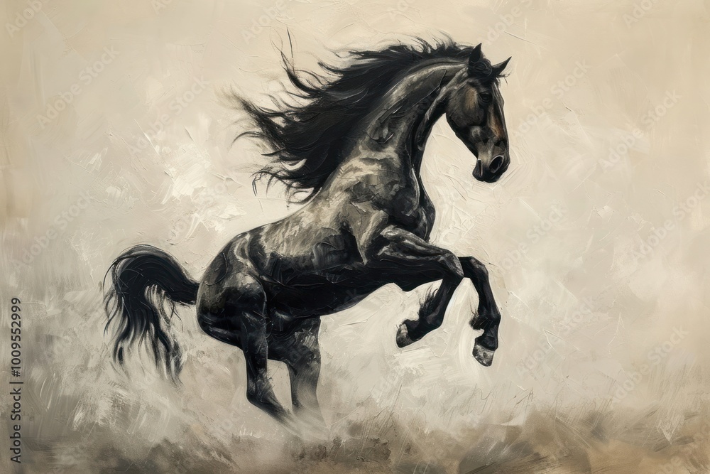 Wild horse stallion painting drawing. Wild horse stallion painting drawing.