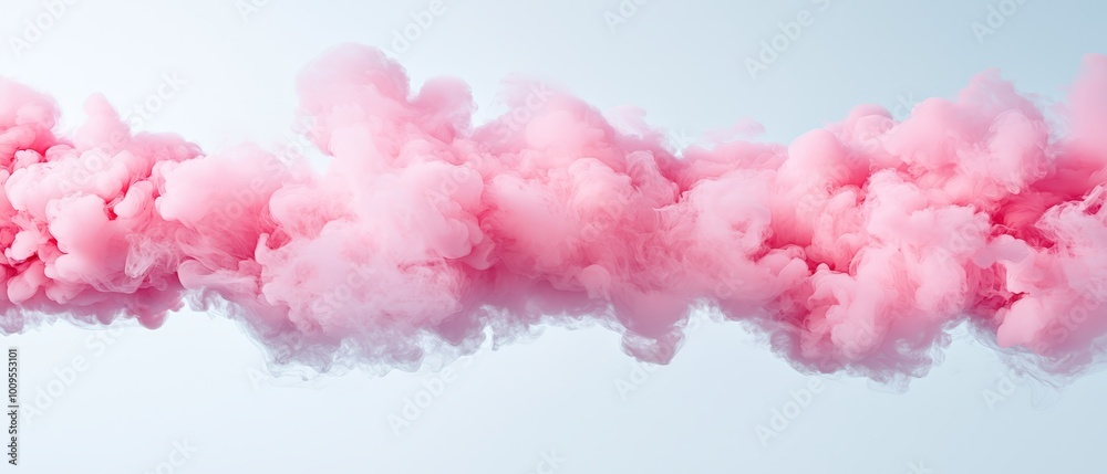  A pink cloud of smoke drifts against a clear blue sky