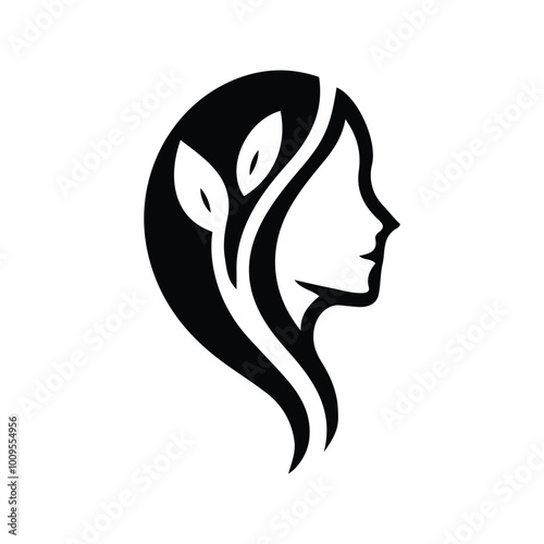 Spa wellness logo beauty woman head female flower icon vector photo