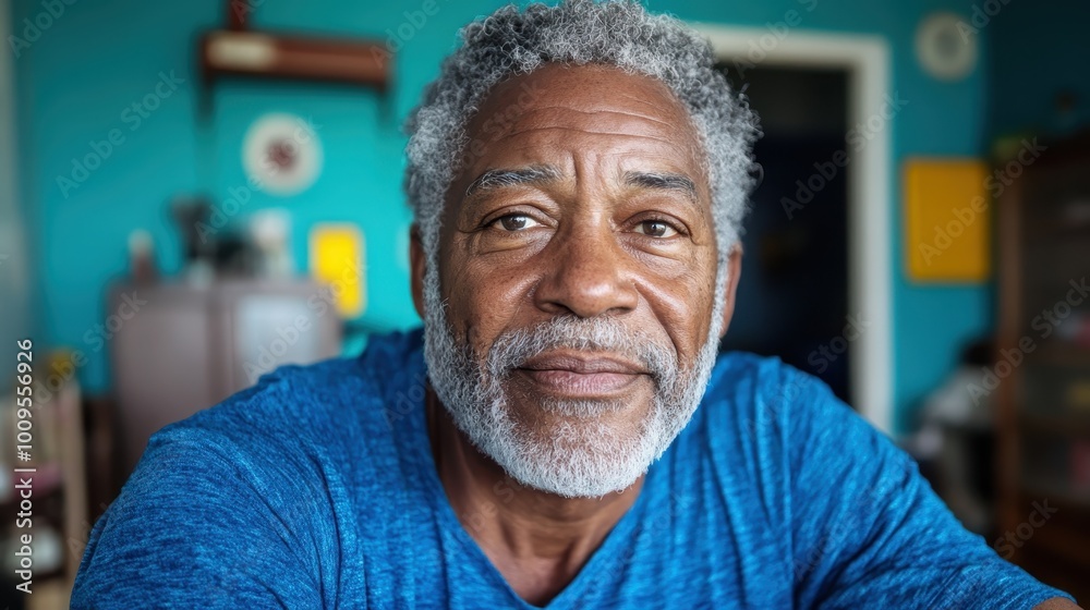 A close-up portrait of an elderly man at home, exuding warmth, wisdom, and a wealth of life experiences, set against a backdrop enhancing his dignified presence. A close-up portrait of an elderly man at home, exuding warmth, wisdom, and a wealth of life experiences, set against a backdrop enhancing his dignified presence.