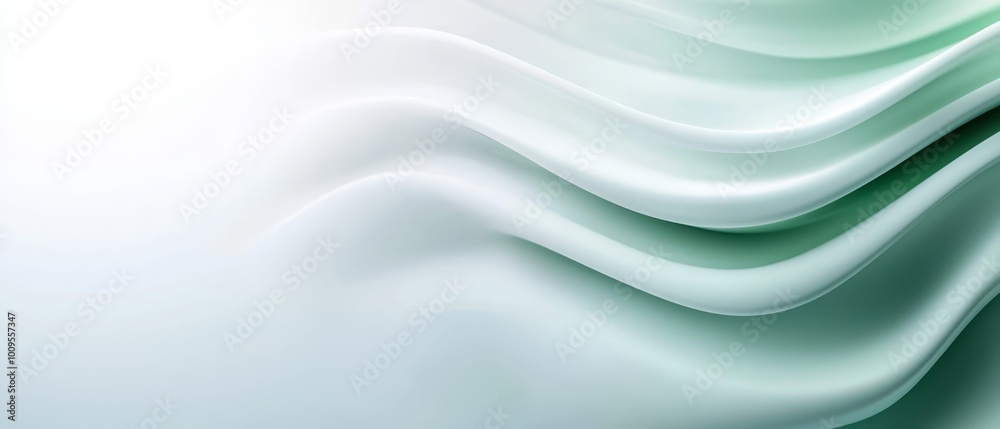 A white and green wavy background with a light reflection atop and bottom A white and green wavy background with a light reflection atop and bottom
